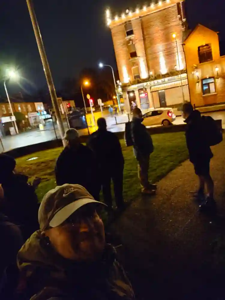 Image: Participants meeting up in front of Fagan's Pub.