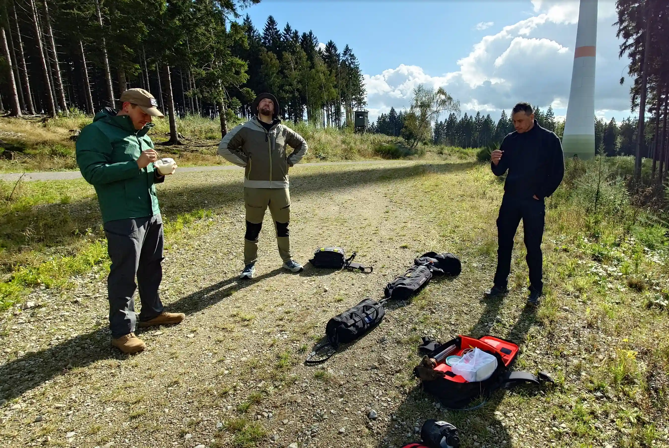Image: The Team refueling before the upcoming sandbag drag.