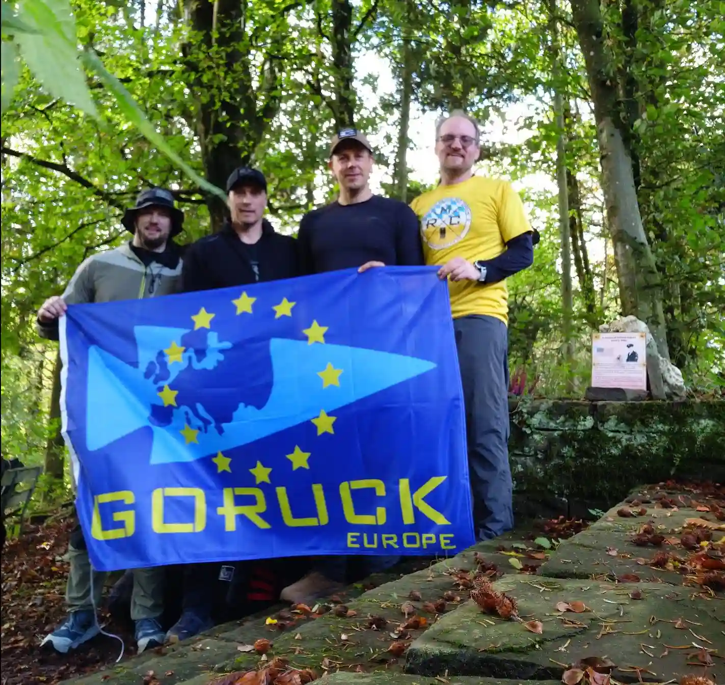 Image: Team photo with the GORUCK Europe flag.